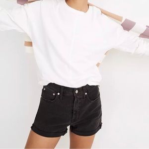 Madewell high rise denim shorts, black, size 27